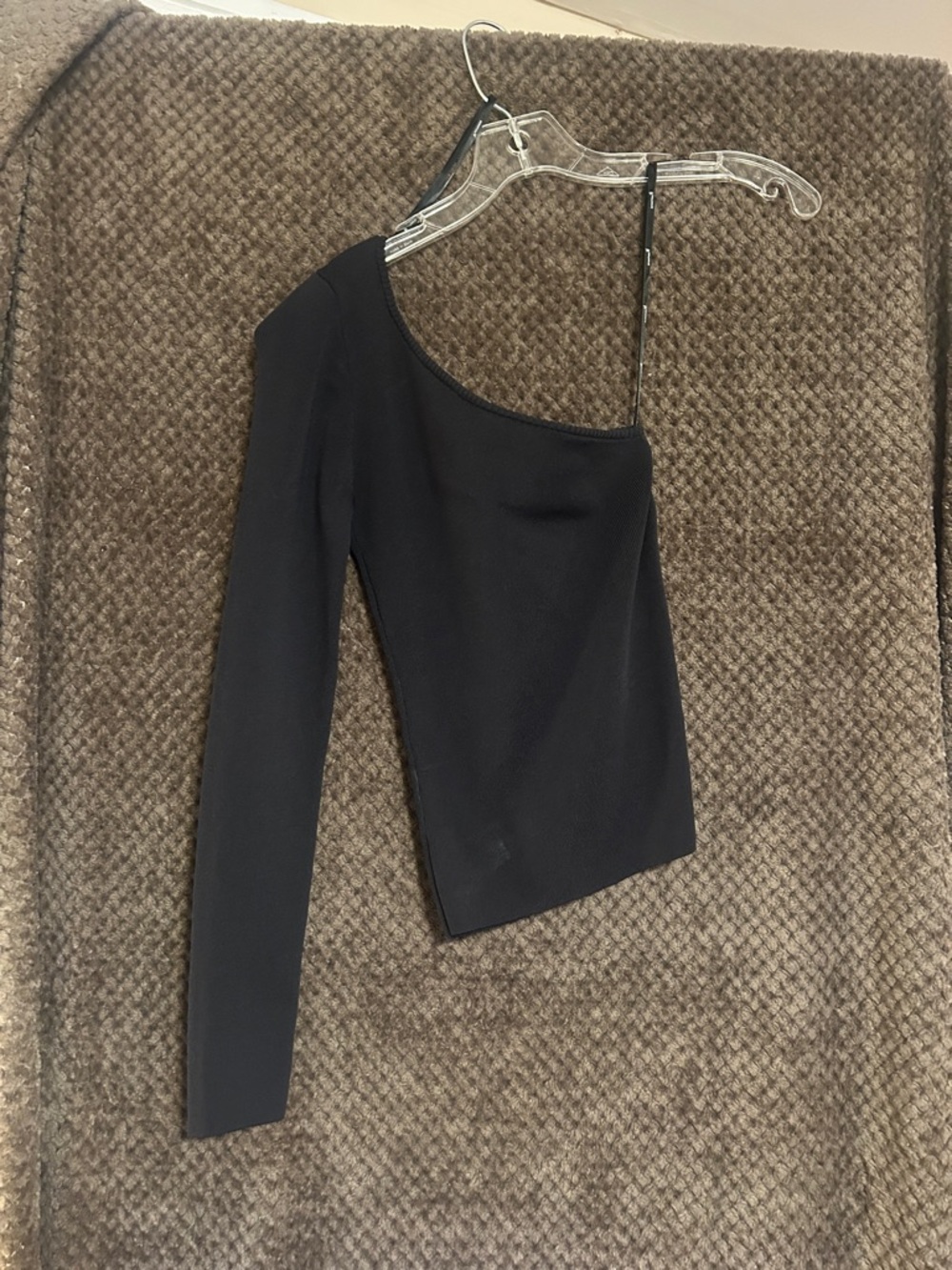One-Shoulder Black Women's Top
